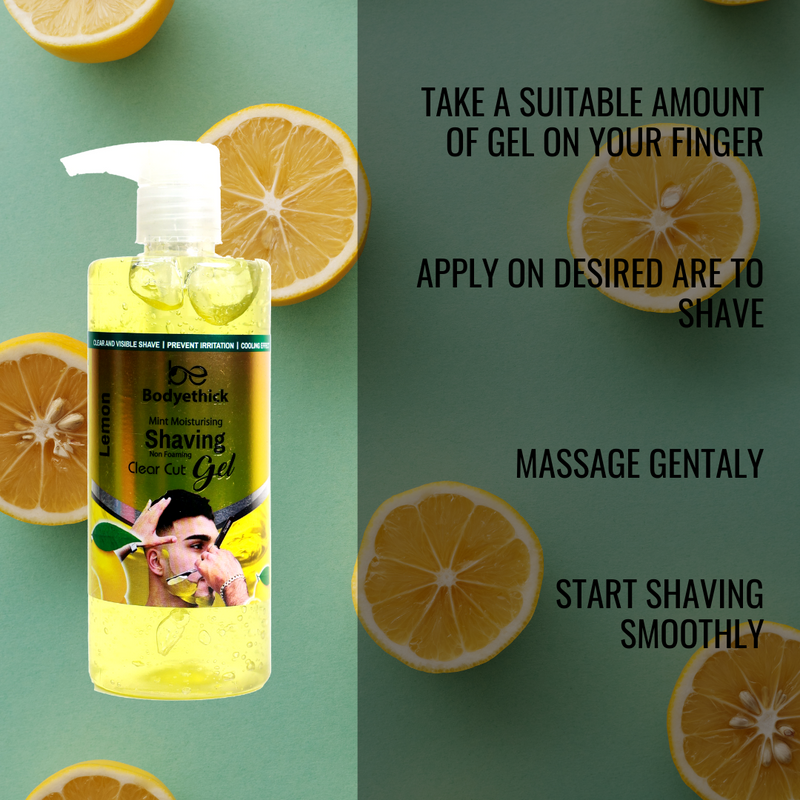 Bodyethick Lemon Moisturizing Shaving Gel |Non Foaming|Clear Cut Shave  (500 ml)