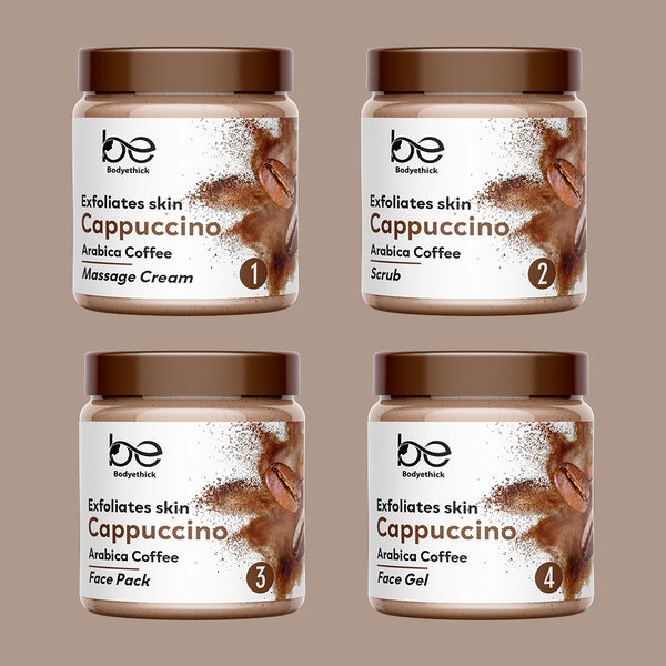 Bodyethick Cappuccino Arabica Coffee Facial Kit || exfoliates Skin || 4 Step Solution