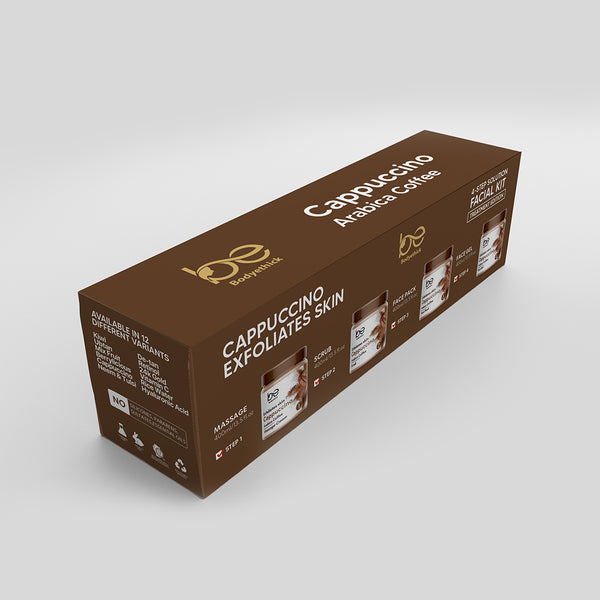 Bodyethick Cappuccino Arabica Coffee Facial Kit || exfoliates Skin || 4 Step Solution