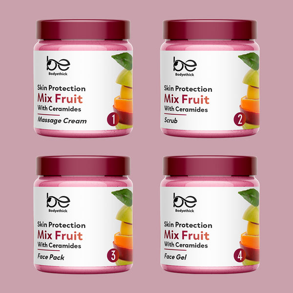 Bodyethick Mix Fruit facial Kit || With Ceramides Skin Protection || 4 Step Solution