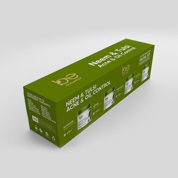 Bodyethick Neem & Tulsi Facial Kit || Acne & Oil Control || 4 Step Solution